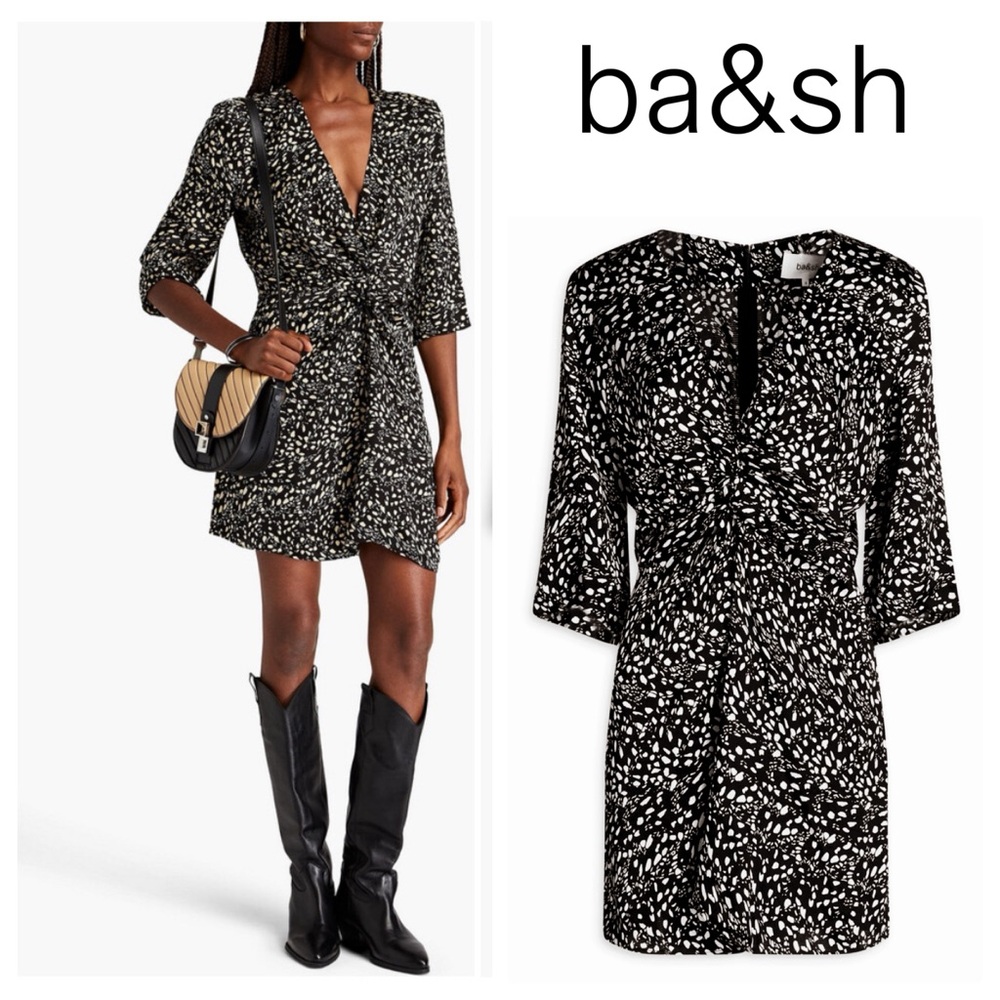 NWT ba&sh Erika Dress in Black and White